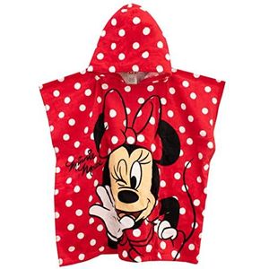 Disney Meisjes Minnie Mouse Towel Kids Hooded Poncho voor bad of strand Rood One Size