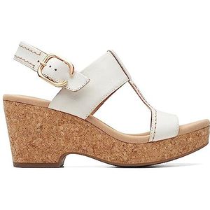 Clarks Sandalen met sleehak in Giselle-stijl voor dames, Gebroken wit leer, 10 UK