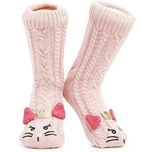 CityComfort Pluizige Pantoffelsokken voor Vrouwen antislip grappige sokken voor haar, Lichtroze, one size