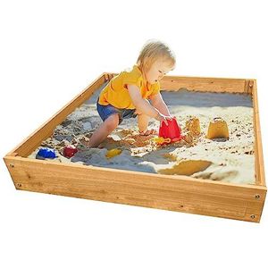 NYVI NYVIKids Torino zandbak voor kinderen, 90 x 90 cm, zandbak met binnenfolie, zandbak van hout, weerbestendig, duurzaam, zandbak voor kinderen