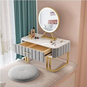 Kaptafel Grote lades Make-up ijdelheidsset met verstelbare led-spiegel Kaptafel Comfortabele matten Vanity Desk