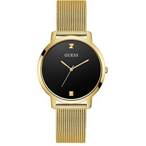 GUESS Vrouwen Analoge Quartz Horloge met Roestvrij stalen Band GW0243L2, Goud-Toon/Zwart, Eén maat, Quartz Horloge