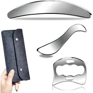 Drie-in-één Roestvrij Stalen Schrapend Gereedschap - Fysiotherapie Massage Tool Voor Spieren, Lederen Rand en IASTM Spierontspanning