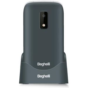 Beghelli - Seniorentelefoon SLV20 Plus, gsm-schaal met SOS-knop en snelle oproep, mobiele telefoon met grote toetsen, hoog volume, display 2,8 inch, zaklamp, radio, camera - kleur: grijs