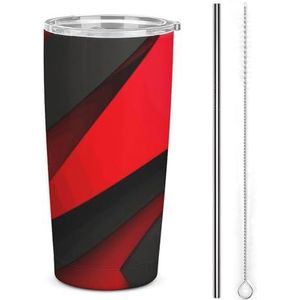 AQRJLPM Rood Zwart Auto Cup RVS Tumbler met Stro en Deksels Lekvrij Geïsoleerde Roestvrij Staal Reizen Koffie Mok Pobtable voor Koude Warme Dranken Camping