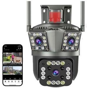 Bewakingscamera, 12MP PTZ 8K Dual Lens Screen Camera Outdoor Drie Schermen Bescherming Bewegingsdetectie Outdoor CCTV Survalance IP-camera's(1_ONLY CAMERA)