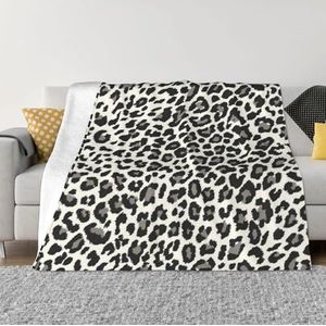 FZGGWYHL Zwarte luipaardprint bedrukte ultra-zachte micro fleece deken deken