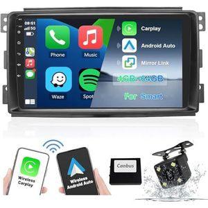 8-Core 5G-WiFi [4G + 64G] Android 13 Autoradio voor Smart Fortwo 451 (2005-2010) 9 Inch IPS-scherm GPS-navigatie met Carplay Android Car 2 DIN Car Radio Bluetooth FM HIFI DSP SWC + Camera