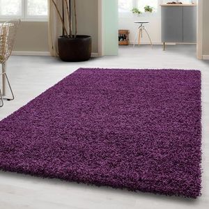 Carpetsale24 Hoogpolig Vloerkleed Paars Effen Tapijt Shaggy Modern Woonkamer Tapijt Slaapkamer, Kinderkamer Trend Soft Fluffy Vloerkleed 120 x 170 cm