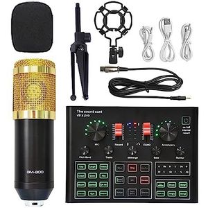 Complete podcastkit, De geluidskaart kan worden aangesloten op een computer, telefoon, headset, microfoon for het opnemen van live-uitzendingen en zang(BM800 V9 SMALL)