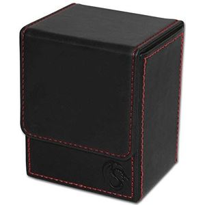 BCW Leatherette BLACK Deck Case LX Flip Box With Magnetic Closure for Collectable Gaming Cards, Magic the Gathering MTG, Pokemon, Yugioh, & More. Embossed Dragon Graphic, Designed to Hold 80 Sleeved Cards.