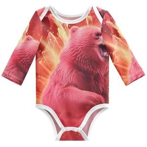 KAAVIYO Baby Ruimte Rood Licht Luiaard Beer Lange Mouwen Unisex Nieuwe Katoenen Bodysuit voor Kinderen 3-24 Maanden Zomer, Patroon, 3 Maanden