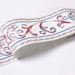 Zelfgeplakte achtergrond, Behangrand zelfklevend PVC 10,6 cm x 5 m Multicolor(White Vine Flower)