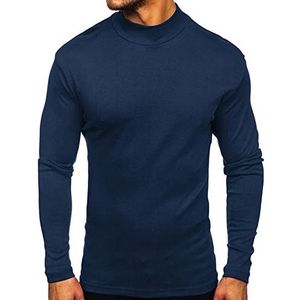 LPSSX Mannen herfst en winter warme hoge hals lange mouwen T-shirt heren effen kleur Bottoming Shirt Top, Royal Blauw, L