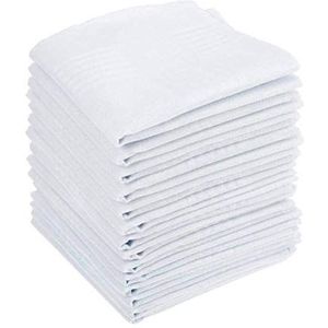 BUYGOO 15 Stuks Heren Zakdoeken Katoen 40 x 40 cm - Stoffen Pochetten Voor Heren en Dames - Wit Grote Zakdoek