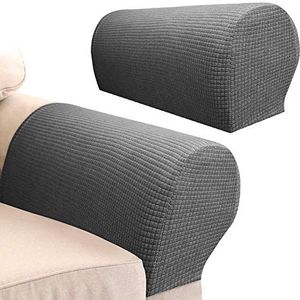 Armleuninghoezen, set van 4 stuks, stretchy en zacht polyester, antislip, meubelbeschermer voor stoel of bank, verkrijgbaar in verschillende kleuren (Grijs)