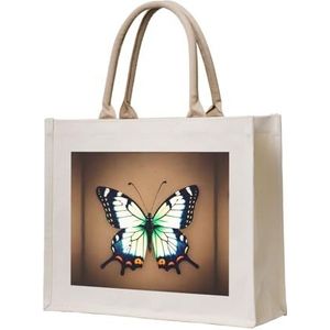 UPIKIT Leuke Kleine Vlinder Grote Capaciteit Waterdichte Herbruikbare Canvas Tote Bag Voor Reizen Bruiloft Companion Gift, Beige, Eén maat