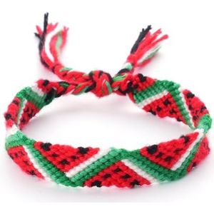 DTREELS Palestijnse vlag watermeloen armband, rood groen wit touw gevlochten pols wrap armband armband, land vlag code armband, handgeweven armband verstelbaar, voor vrouwen man armband, Legering,