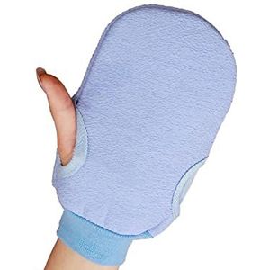 JINGYAN Gootsteenafvoerstopper Exfoliating Gloves Shower Body Brush Fingers Bath Towel Peeling Mitt Scrub Sponge Exfoliator(15x7cm-Blue)