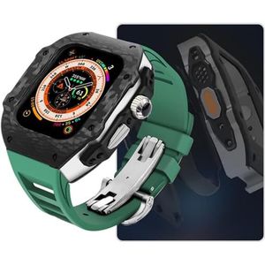 OFWAX Koolstofvezel Horloge Case Fluor Rubber Strap, Voor Apple Watch Ultra 8 7 6 5 4 SE, Sport Horloge Case Rubber Band Mod Kit, Voor Iwatch Series 44mm 45mm Vervanging Accessoires, 49mm, agaat