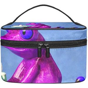 paarse kikker cake draagbare make-up tas reizen cosmetische tassen voor vrouwen meisjes rits zakje case organizer, Meerkleurig, 22.5x15x13.8cm/8.9x5.9x5.4in
