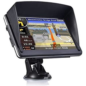 GPS-autonavigatiesysteem, 7 inch gps navigator draagbare navigator 8 GB-256MB + Sunshade GPS Navigation Device Maps Truck Car Auto Touch Screen Voor auto, vrachtwagen, camper(8G256MB)