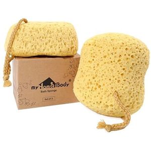 myHomeBody - Premium Badspons - Geel - Groot Formaat - 2 Stuks