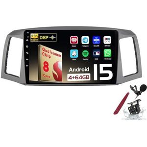 Android 15 Autoradio Sat Navi voor J-eep Grand Cherokee (2004-2007) 9 Inch Touchscreen Multimedia Speler met Draadloze Carplay GPS Navigatie FM RDS Bluetooth 5G-WiFi SWC DSP,M150s
