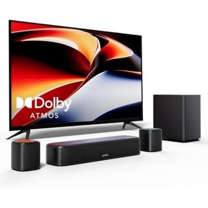 ULTIMEA 5.1 inch Surround Sound-systeem, geluidsbalk met Dolby Atmos, thuisbioscoop, tv-geluidsbalk met subwoofer, app-bediening, 2 surroundluidsprekers, HDMI eARC/OPT/AUX/BT, Aura A50 Pro