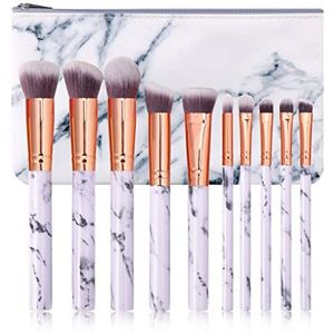 Make-upborstels, Blush-borstel, Make-upborstelset, Make-upborstels, Marmeren make-upborstelset Schoonheidshulpmiddelen Losse borstel Zoon Volledige set schoonheidshulpmiddelen(White)