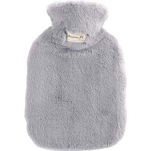 Warmwaterkruik verdikte pluche warmwaterzak 2000 ml PVC warme flessen handwarmer cover wrap warmwaterkruik zak voor bedperiode kramp warmwaterzak (lichtgrijs)
