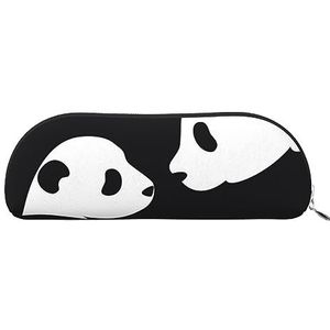 IguaTu Panda Animal Leather Pencil Pouch - Cosmetische tas met gladde ritssluiting - Muntentas - Kantoorbenodigdheden Organizer, Zilver, Eén maat, Schooltas