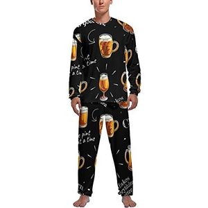 Beer Glazen Cups Zachte Heren Pyjama Set Comfortabele Lange Mouw Loungewear Top En Broek Geschenken L