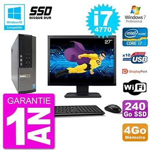 Dell PC 7020 SFF beeldscherm 27"" Intel i7-4770 RAM 4Go SSD 240Go DVD-brander WiFi W7 (gereviseerd)