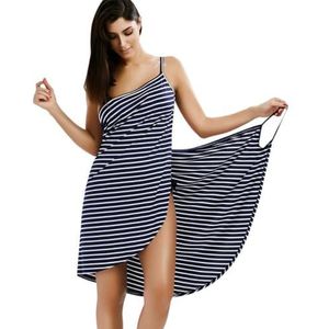 yk8fass Gestreepte Casual Halter Jurk iw-3870, marineblauw, S