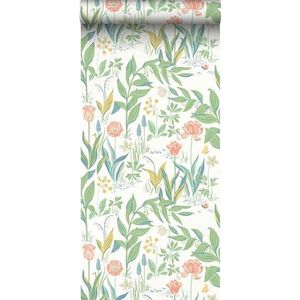 behang bloemen groen en wit 53 cm x 10.05 m - van Sanders & Sanders