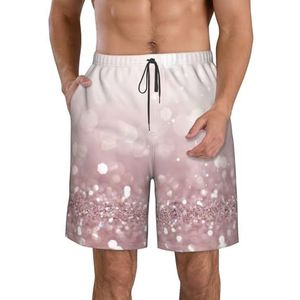 FRGMNT Abstracte Driehoek Gestreepte Print Mannen Sneldrogende Zwemshorts Strand Korte Board Spa Trunks Stretchy Gym Shorts Surfen Korte, Roze Glitter, XL