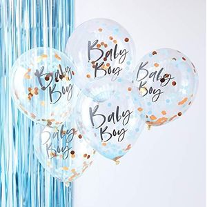 Ginger Ray Blauw & Rose Gold Boy Confetti Ballonnen Baby Shower Party Decoratie 5 Pack