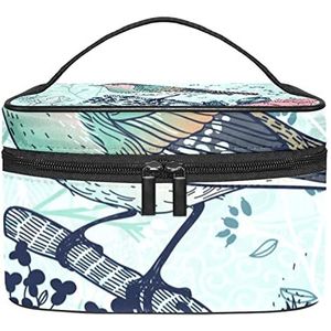 Make-up Organizer Bag, Reizen Make-up Tas Organizer Case Draagbare Cosmetische Tas voor Vrouwen en Meisjes Toiletartikelen Vogel Rozen Bloemen Bloem, Meerkleurig, 22.5x15x13.8cm/8.9x5.9x5.4in