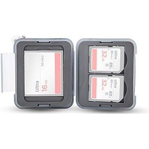 PROfezzion Multi Memory Card Case geheugenkaarten beschermbox voor 2 x SD SDHC SDXC, 1 x CompactFlash CFast CF kaarten - met karabijnhaak met korte ketting waterbestendig en schokbestendig box veilige
