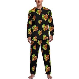 One Love Rasta1 Pyjama voor heren, lange mouwen, top en broek met elastische band, nachtkleding lounge, pyjamasets, S