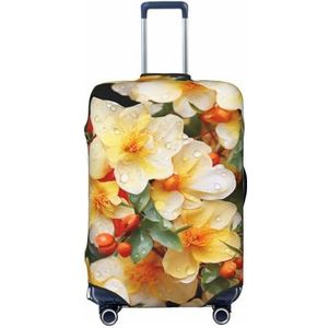 GFLFMXZW Reizen Bagage Cover Gele Bloemen Koffer Covers voor Bagage Mode Koffer Protector Past 18-32 inch Bagage, Zwart, Small