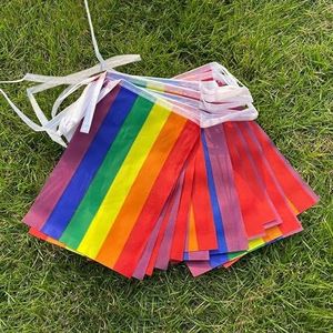 Regenboog string vlag Polyester standaard Vlag Gay Pride Vrede Vlaggen-KIMLEYS-14x21cm|type A|1set (20st)
