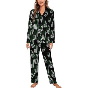 St. Patrick's Day Iers-Amerikaanse vlag lange mouwen pyjama sets voor vrouwen klassieke nachtkleding nachtkleding zachte pyjama sets lounge sets