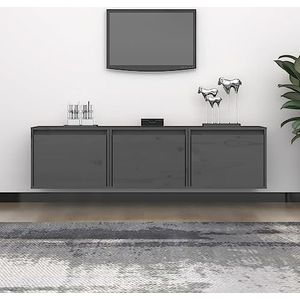 AJJHUUKI Entertainment Centra & TV Stands TV-kasten 3 stuks Grijs Massief Houten Grenen Meubels