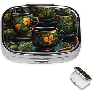 Pil Case Rechthoek 3 Compartiment Pillendoos Ronde Pil Organiseer Metalen Waterdichte Geneeskunde Organizer Doos voor Reizen Kleine Pillen Container Draagbaar voor Supplementen