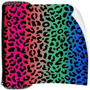 Potlood Case Pen Tas Houder met Rits Coin Organizer Tassen Make-up Cosmetische Pouch voor Vrouwen Tiener Meisjes Jongens Kinderen, Gradiënt Roze Groen Blauw Roze Luipaard Patroon