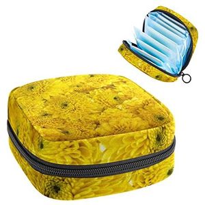 Opbergtas voor maandverband Pads, Menstruatie Cup Pouch, Periode Bag Organizer voor vrouwelijke Pads Tampons, Close-up van gele bloem achtergrond