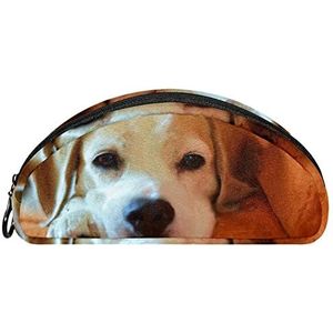 Etui Halve cirkel Briefpapier Pen Bag Pouch Holder Case Schilderen Beagle Hond Mooie, Multi kleuren, 19.5x4x8.8cm/7.7x1.6x3.5in, Make-up zakje