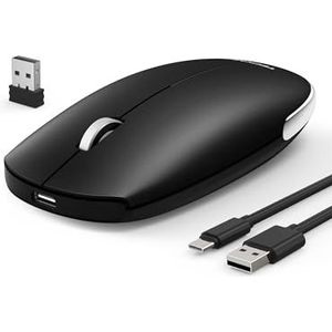 TECKNET Draadloze Bluetooth Muis, Metalen Scrollwiel, 4000 Instelbare DPI, Oplaadbare Stille Muis,Dubbele Connectiviteit (2,4 GHz + Bluetooth),voor PC/Tablet/Mac